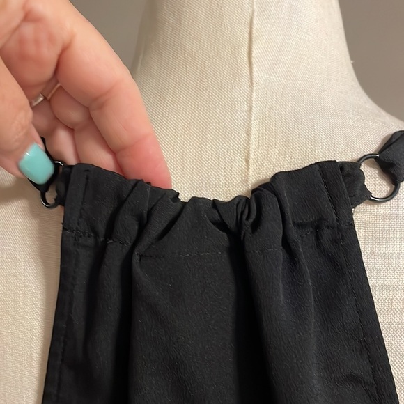 LYS halter zip up embellishment neckline top / blouse black adjustable straps 1X - Picture 6 of 11